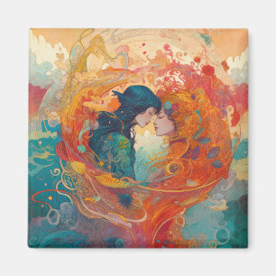 Imán Su amor, su camino   Beso Lésbico Estilo Art Déco