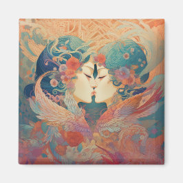 Imán Su amor, su camino | Beso Lésbico Estilo Art Déco