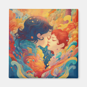 Imán Su amor, su camino   Beso Lésbico Estilo Art Déco