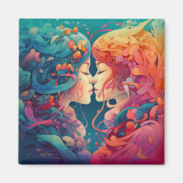 Imán Su amor, su camino | Beso Lésbico Estilo Art Déco