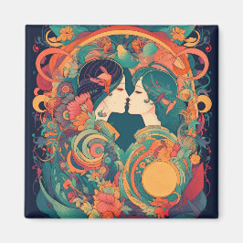 Imán Su amor, su camino | Beso Lésbico Estilo Art Déco