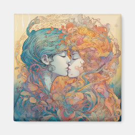 Imán Su amor, su camino | Beso Lésbico Estilo Art Déco