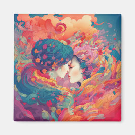 Imán Su amor, su camino | Beso Lésbico Estilo Art Déco