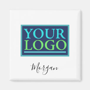 Imán Su logotipo/arte/foto, nombre en letra cursiva neg