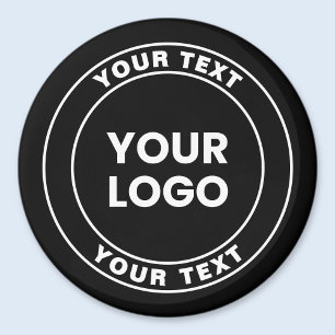 Imán Su logotipo cargado + texto circular en negrita