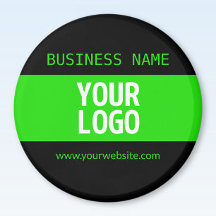 Imán Su logotipo o imagen   negro y verde brillante