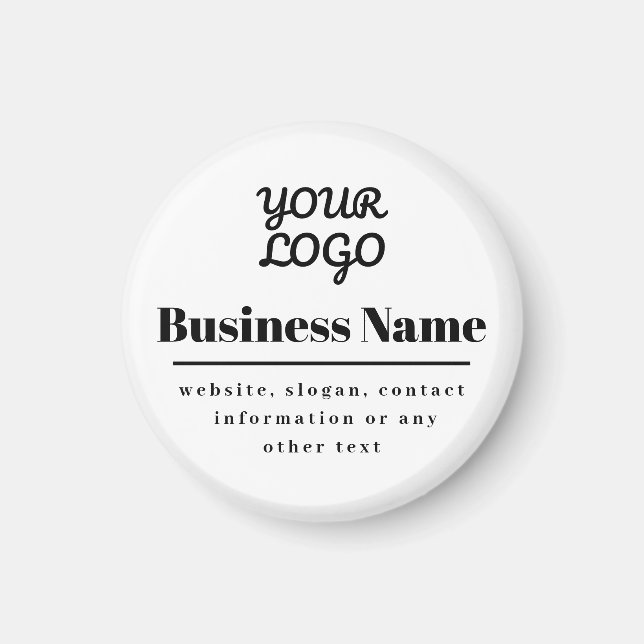 Imán Su logotipo retro-moderno blanco y negro (Frente)