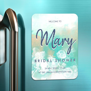 Imán Suave boda turquesa estética de la ducha de novia