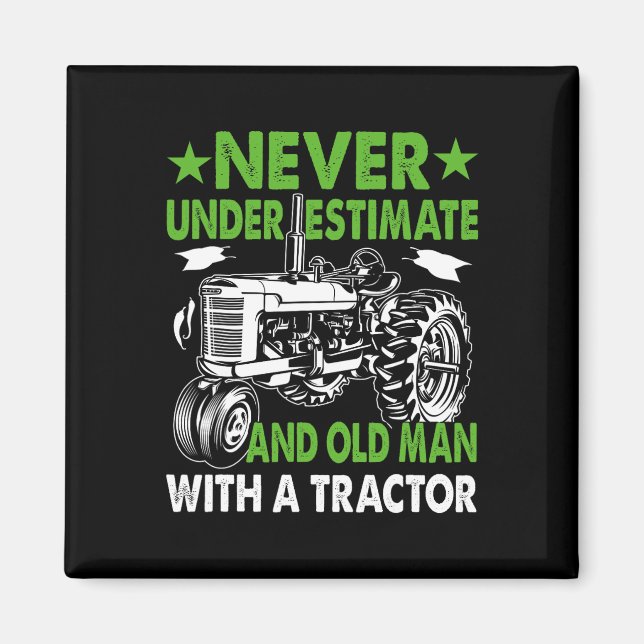 Imán Subestimar a un viejo con un tractor  (Frente)