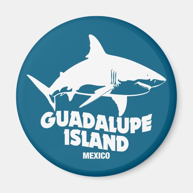Imán Submarinismo con isla Guadalupe de tiburones (Frente)