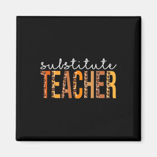 Imán Substituir Teacher leopard Cute Fall otoño gracias