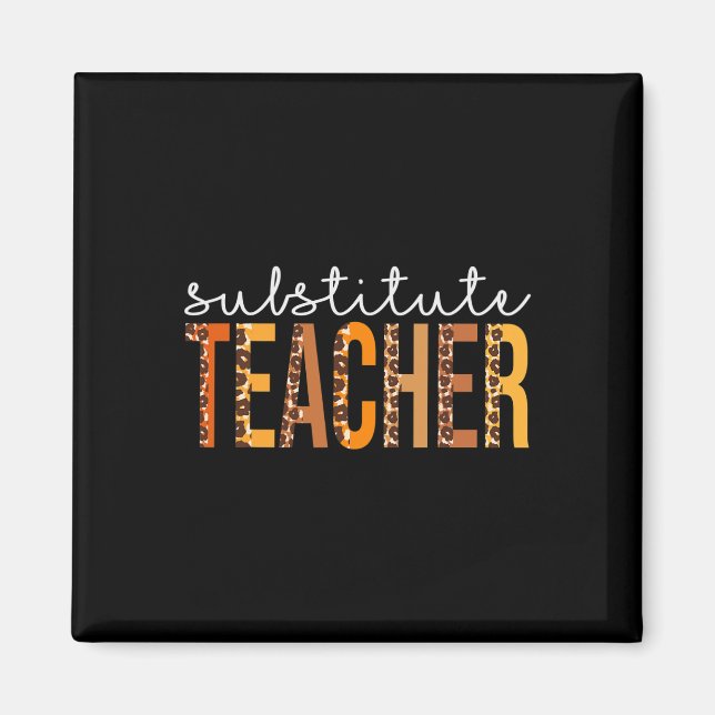Imán Substituir Teacher leopard Cute Fall otoño gracias (Frente)