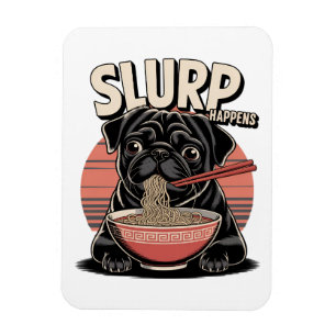 Imán Sucede un agujereado gracioso de Pug que come Rame