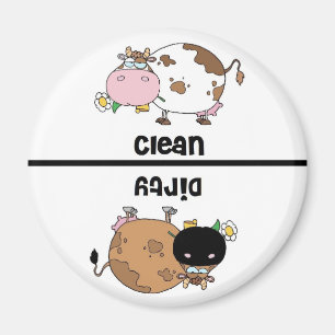 Imán sucio limpio del lavaplatos de la vaca