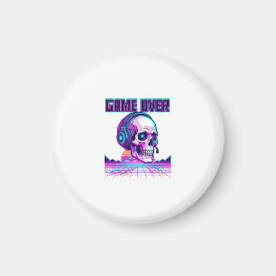 Imán Sudadera con gráfico de cráneo de jugador de synth