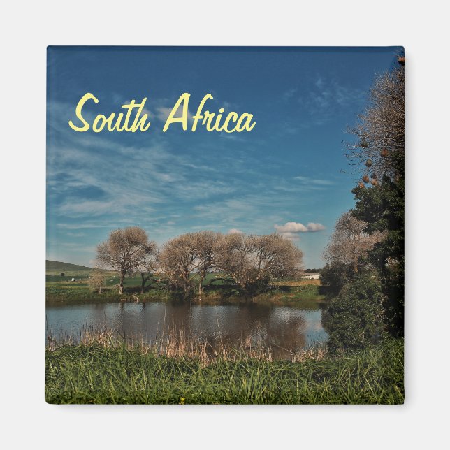 Imán Sudáfrica ZA Pond Trees Landscape View Magnet (Frente)