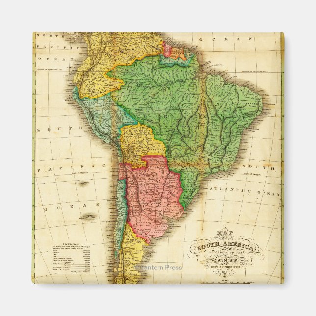 Imán Sudamérica: Mapa PanorámicoSudamérica (Frente)