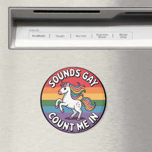 Imán Suena Gay Cuenta Conmigo Unicornio Bandera Arcoíri