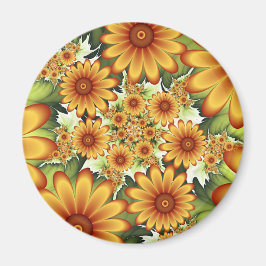 Imán Sueño floral, arte fractal de flores abstractas mo