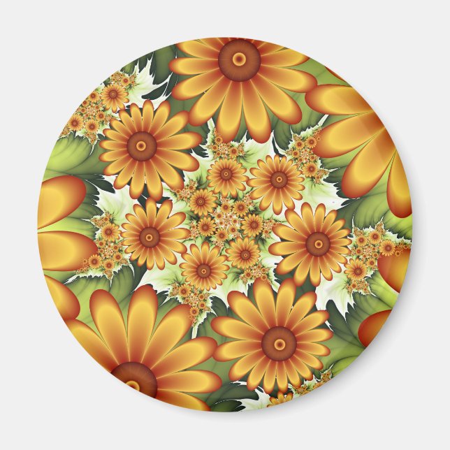 Imán Sueño floral, arte fractal de flores abstractas mo (Frente)