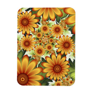 Imán Sueño floral, arte fractal de flores abstractas mo
