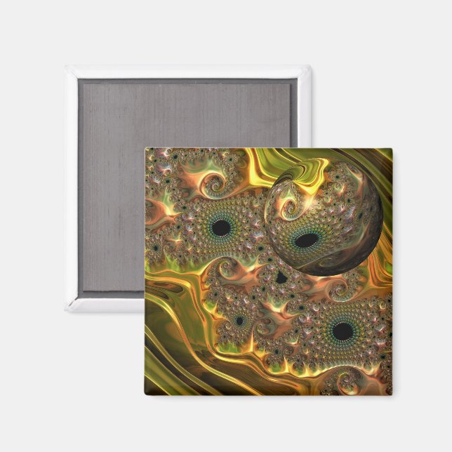 Imán Sueño Fractal de Oro Líquido (Anverso/Reverso)