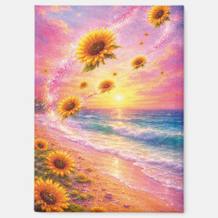 Imán Sueño Marino de Girasoles: Atardecer en la Playa
