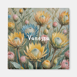 Imán Sueño Pastel Protea: Floral elegante