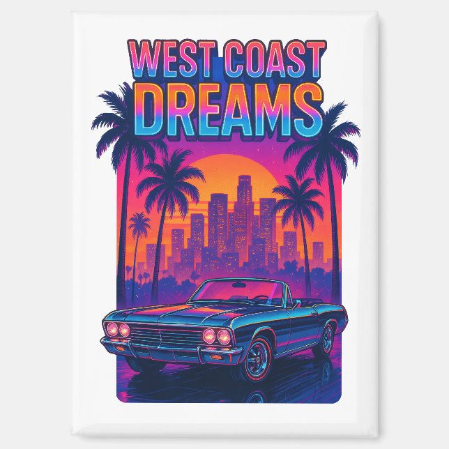 Imán Sueños de la Costa Oeste – Synthwave Retro de los  (Anverso)