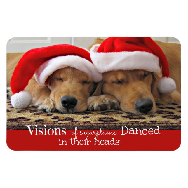 Imán Sueños de Navidades de Golden Retriever (Horizontal)