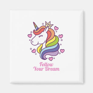 Imán Sueños de Unicornio Colorido Kawaii Arcoíris