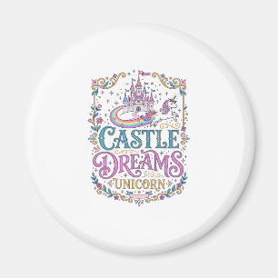 Imán Sueños del Castillo de Unicornio Unicornio Fondo B