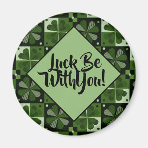 Imán Suerte Estar Con Ti Shamrock Checkerboard Pattern