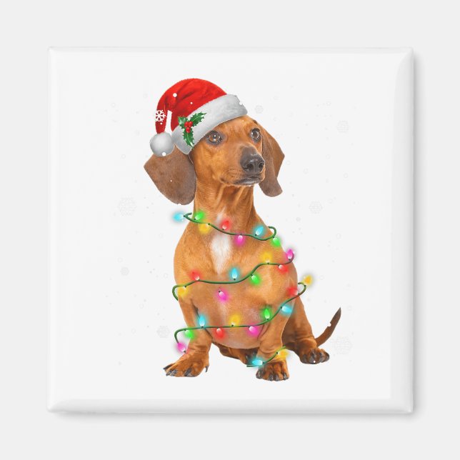 Imán Suéter de Navidad de árbol de perros Dachshund Reg (Frente)