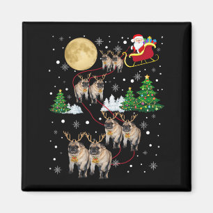Imán Suéter de Navidad de árbol de perros Pug Xmas masc