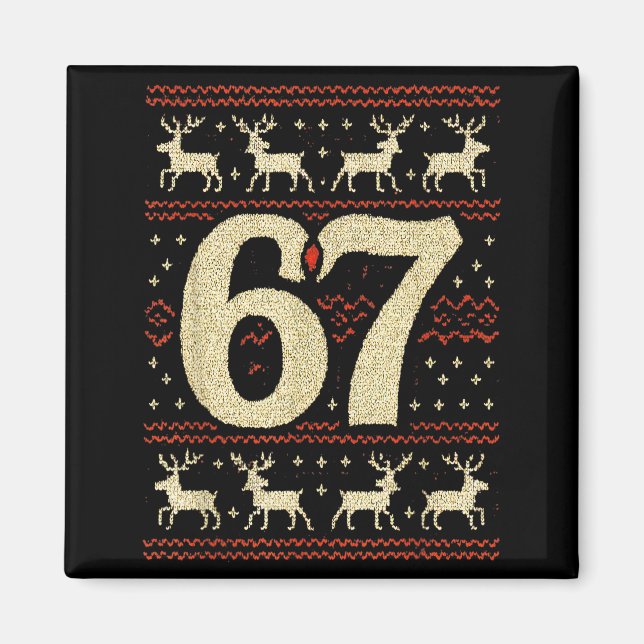 Imán Suéter de Navidad Feo 67 6 7 Meme Seis Siete Mason (Frente)