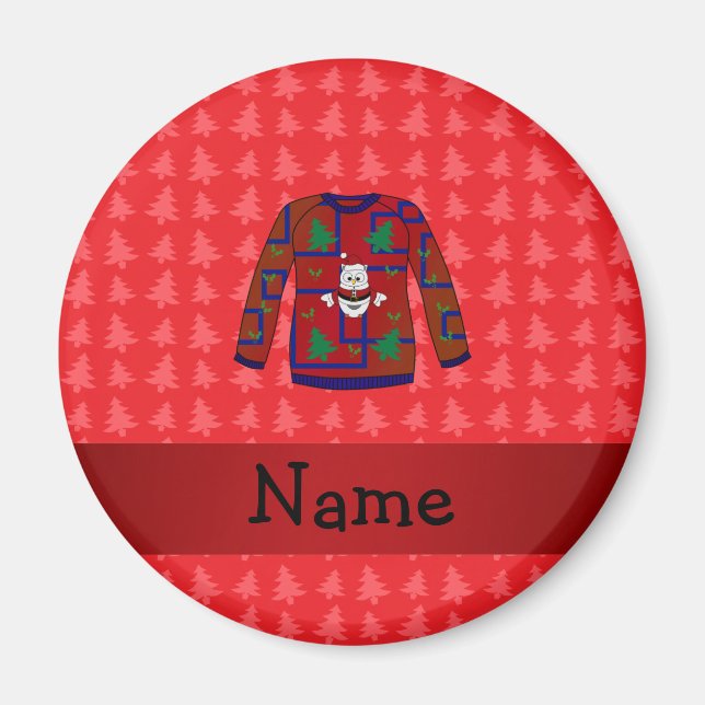 Imán Suéter de navidades feas de nombre personalizado (Frente)