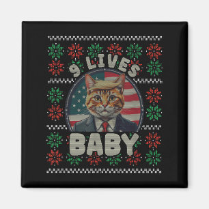 Imán Suéter divertido feo de Navidad Trump Cat Nine Liv