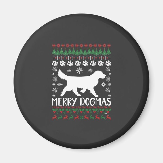 Imán Suéter feo de Navidad con dogmas alegres, copo de  (Frente)