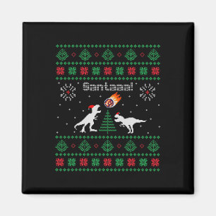 Imán Sueter Feo de Navidad de Dinosaurio Santaaa 