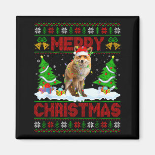 Imán Suéter feo de Navidad de zorro divertido Animal al