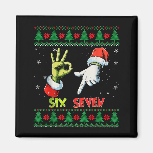Imán Suéter feo de Navidad del meme del esqueleto seis  (Frente)