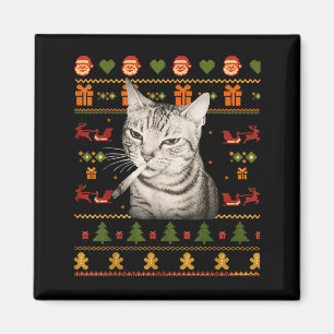 Imán Suéteres Feos de Navidad Divertidos Gatos Fumando 