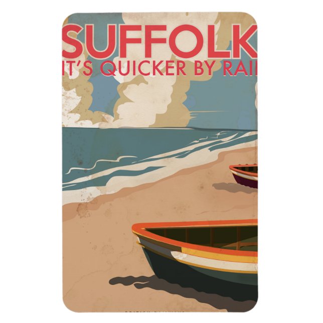 Imán Suffolk England Vintage Travel Poster (Vertical)