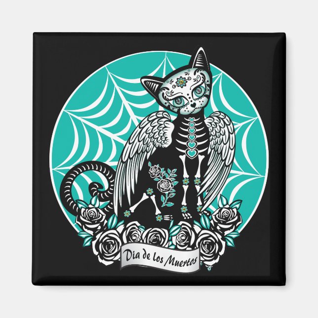 Imán Sugar Skull Cat (Frente)