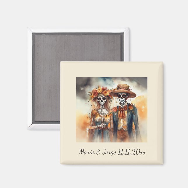 Imán Sugar Skull Novedades, personalizado (Anverso/Reverso)