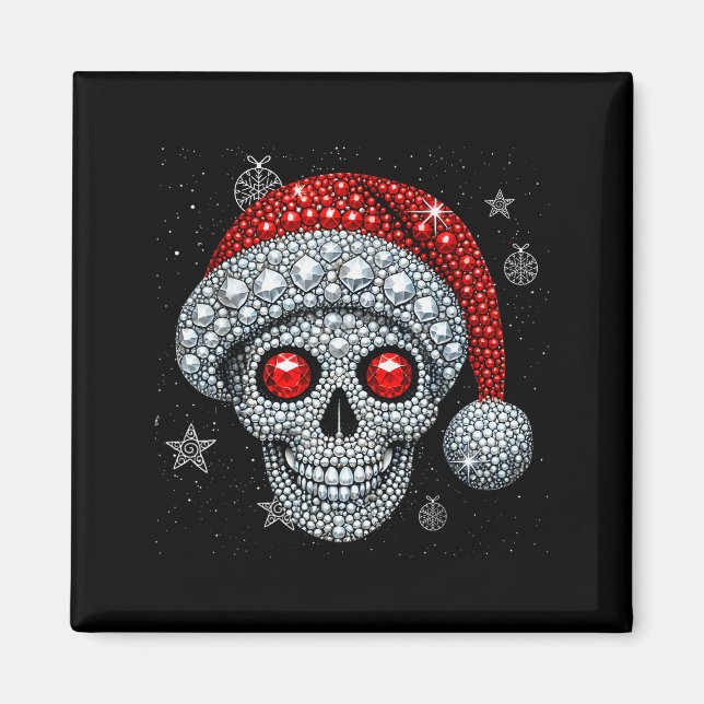 Imán Sugar Skull With Santa Hat Tee Christmas Pajama Xm (Frente)