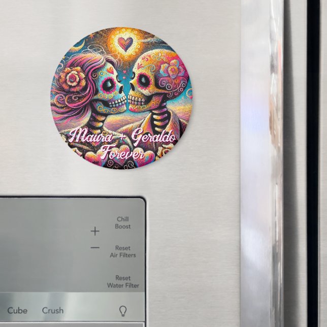Imán Sugar Skulls in Love Chalk Pastel Personalized (In situ (nevera))
