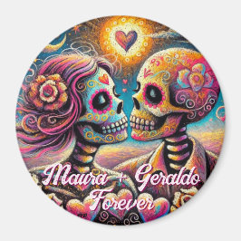 Imán Sugar Skulls in Love Chalk Pastel Personalized