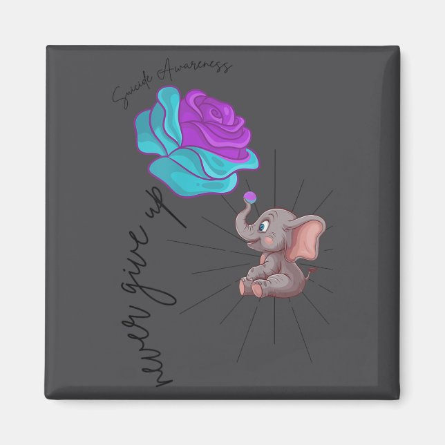 Imán Suicide Awareness Flower Elephant Ribbon Graphic  (Frente)